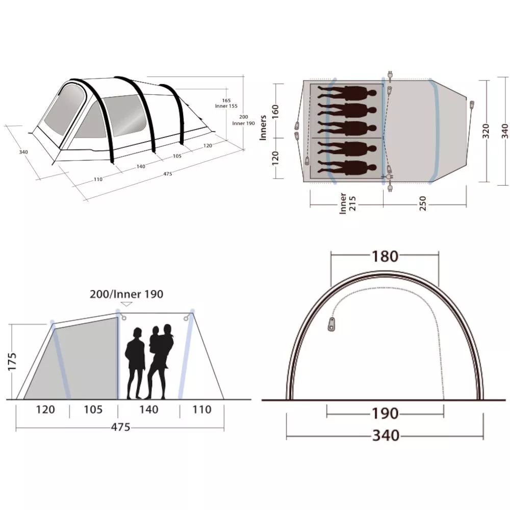 Aufblasbares Campingzelt Outwell Starhill 5A - Image 2
